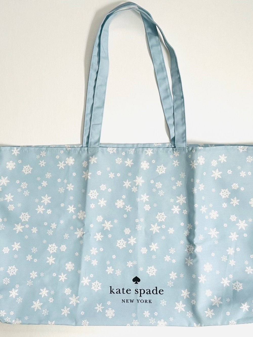 Kate Spade Large Tote Blue Fabric Snowflakes Winter Holiday